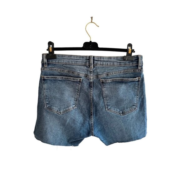Zara High Rise Stretch Denim Frayed Cut Off Shorts - Picture 2 of 7